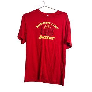 Smooth Like Butter Shirt Unisex Large Red Yellow Crewneck Short Sleeve Graphic